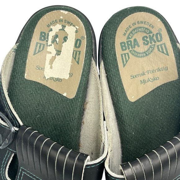 BRA SKO Black Leather Comfort Clogs Size 45 US 11 Nursing Medical Sweden - Picture 8 of 13